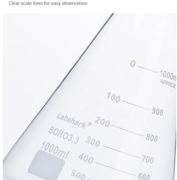 BKMAM Hot Sale Laboratory Use Borosilicate Glass 3.3 Narrow Neck Conical Flask Erlenmeyer Flask