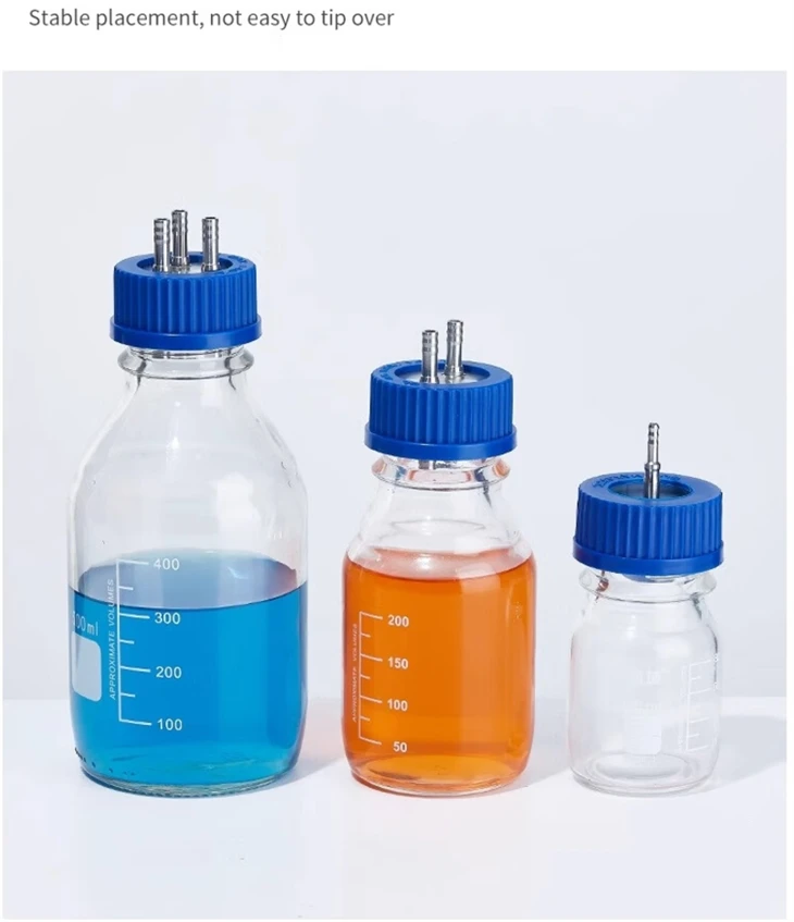 Laboratory Glassware Stainless Steel Blue Screw Cap Glass Reagent Bottle