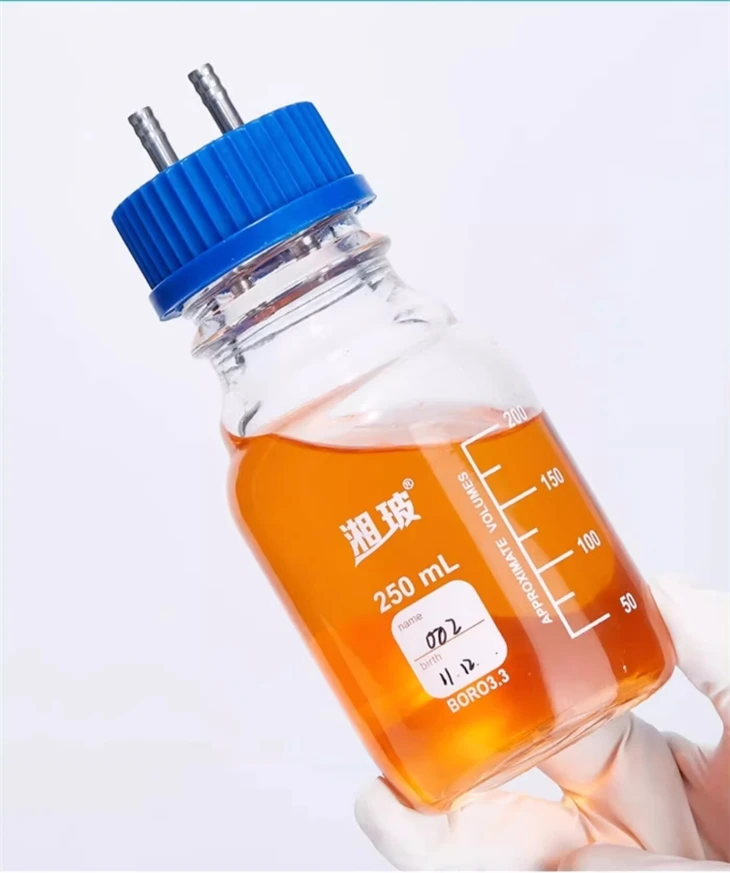 Laboratory Glassware Stainless Steel Blue Screw Cap Glass Reagent Bottle