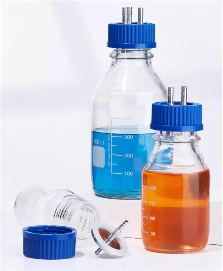 Laboratory Glassware Stainless Steel Blue Screw Cap Glass Reagent Bottle