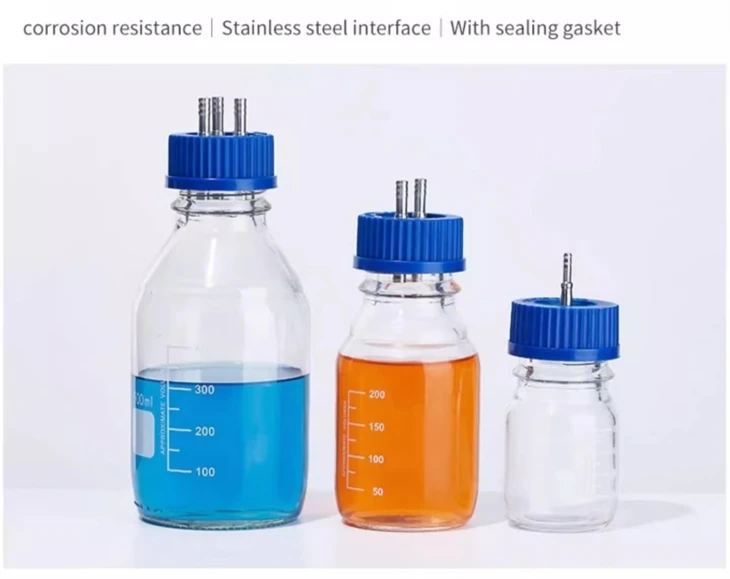Laboratory Glassware Stainless Steel Blue Screw Cap Glass Reagent Bottle